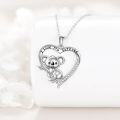 wholesale 925 Sterling Silver Koala Love You Forever Heart Pendant Necklace for Women Girls Gifts-0-2