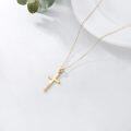wholesale 14K Gold Diamond Dainty Cross Pendant Necklace for Women-0-3