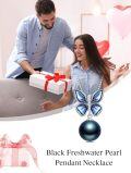 wholesale Butterfly Black Pearl Necklace For Women S925 Sterling Silver Black Pearl Butterfly Pendant Necklace Mothers Day Gifts Anniversary Birthday Christmas Gifts For Women Wife Mom Her -0-1