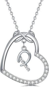 wholesale Sterling Silver Heart Initial Necklace Infinity A Z Letter Necklaces for Women-P