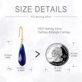 wholesale 14K Gold Teardrop Shape Stone Drop Earring with Blue Crystal and Diamond Accent for Women's Fashion Jewelry-0-3