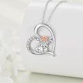 wholesale 925 Sterling Silver Crystal Highland Cow Pendant Necklace with Rose Gold Accents and Cubic Zirconia Stones-0-2
