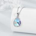 wholesale Sterling Silver Blue Purple Hummingbird Pendant Necklace with Flower Charm-0-4