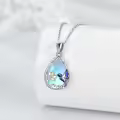 wholesale 925 Sterling Silver Blue Purple Hummingbird Pendant Necklace with Flower Charm-0-4