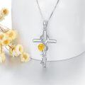 wholesale 925 Sterling Silver Yellow Rose Flower Infinity Cross Pendant Necklaces for Women Girls Christian Religious Gifts-0-2