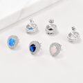 wholesale 925 Sterling Silver Opal Halo Sunburst Oval Stud Earrings for Women-0-2