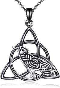 wholesale 925 Sterling Silver Raven Pendant Necklaces Gothic Witchcraft Jewellery for Women Men-celtic raven necklace