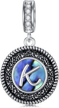 wholesale 925 Sterling Silver Abalone Shell Alphabet Charms A Z for Jewelry-K
