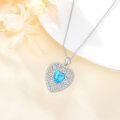 wholesale 925 Sterling Silver 925 Blue Turquoise Heart Shaped Pendant Necklace for Women-0-1