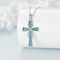 wholesale 925 Sterling Silver Turquoise Inlay Cross Pendant Necklaces - Religious  for Women & Men-0-1