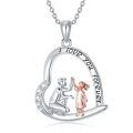 wholesale 925 Sterling Silver Father Daughter Heart Pendant Necklace I Love You Forever Rose Gold-0-0