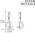 wholesale 925 Sterling Silver White Opal Moon Cat Dangle Leverback Earrings Gifts for Women and Girls-0-3