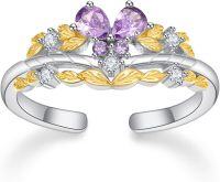 wholesale 925 Sterling Silver Butterfly Leaf Ring with Flying Butterflies Symbolizing Change, Growth, Hope - Adjustable Size 7-9 - Women's Jewelry Gift-Purple