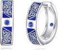 wholesale 925 Sterling Silver Blue Enamel Celtic Knot Huggie Hoop Earrings Norse Viking Charm Lucky Jewelry for Women Girls-0-0