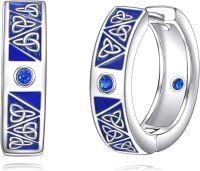 wholesale 925 Sterling Silver Blue Enamel Celtic Knot Huggie Hoop Earrings Norse Viking Charm Lucky Jewelry for Women Girls-Celtic Knot Hoop Earrings
