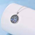 wholesale 925 Sterling Silver Tree Of Life Blue Abalone Shell Pendant Necklace-0-2