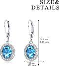 wholesale 925 Sterling Silver Blue Topaz & White Cubic Zirconia Halo Drop Earrings for Women-0-4