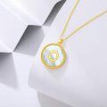 wholesale Gold 925 Sterling Silver Mother of Pearl Initial O Pendant Necklace for Women-0-1