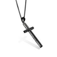 wholesale 925 Sterling Silver Cross Pendant With Blue Opal And Philippians Inscription-Black