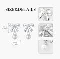 wholesale 925 Sterling Silver Moissanite & Freshwater Pearl Elegant Bow Dangle Earrings-0-4