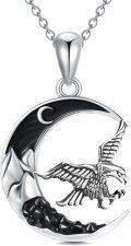 wholesale 925 Sterling Silver Crescent Moon Eagle Pendant Necklace-0-0