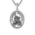 wholesale 925 Sterling Silver St George Oval Medal Necklace-0-0