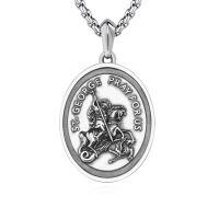 wholesale 925 Sterling Silver St George Oval Medal Necklace-25b-St George-25b-St George