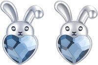 wholesale 925 Sterling Silver Hypoallergenic Cute Rabbit Heart Stud Earrings for Women Girls Birthday Gifts-undefined