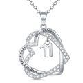 TOUPOP Sterling Silver Heart Pendant Necklace with Stone-0-0