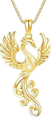 wholesale Gold 925 Sterling Silver Phoenix Bird Pendant Necklace for Women-gold