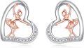 wholesale 925 Sterling Silver Ballerina Heart Stud Earrings with Cubic Zirconia Gift for Women-0-0