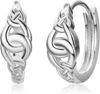 wholesale 925 Sterling Silver Celtic Knot Huggie Hoop Earrings for Women - Hypoallergenic s-1-Silver