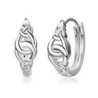 wholesale 925 Sterling Silver Celtic Knot Huggie Hoop Earrings for Women - Hypoallergenic s-1-Silver
