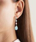 wholesale Sterling Silver White Opal Larimar Turquoise Moissanite Drop Dangle Earrings for Women-0-2