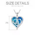 TOUPOP Silver Sapphire Crystal Celtic Heart Necklace For Women-0-3