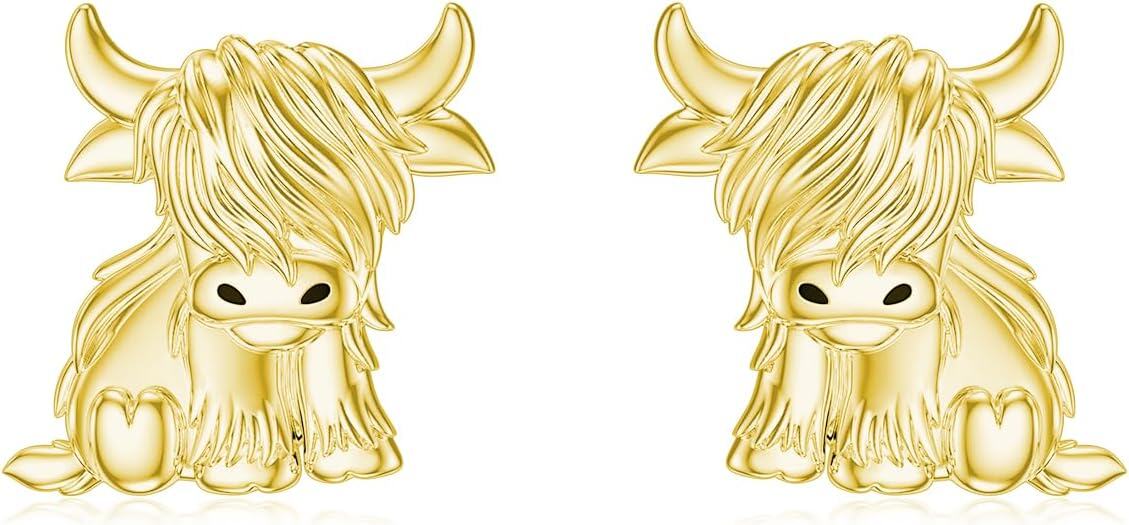 wholesale 925 Sterling Silver Highland Cow Sunflower Dangle Stud Leverback Hoop Earrings-2-3