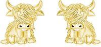 wholesale 925 Sterling Silver Highland Cow Sunflower Dangle Stud Leverback Hoop Earrings-2-3