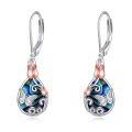 wholesale 925 Sterling Silver Rose Gold Abalone Shell Butterfly Flower Drop Earrings-0-0