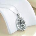 wholesale 925 Sterling Silver Saint Michael Protect Us Oval Pendant Necklace-0-1