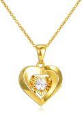 wholesale 18K Gold Heart Shaped Pendant with Diamond Accent Necklace for Women - 18K Gold Set-0-0