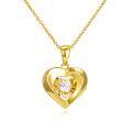 wholesale 18K Gold Heart Shaped Pendant with Diamond Accent Necklace for Women - 18K Gold Set-0-0