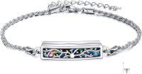 wholesale 925 Sterling Silver Tree of Life Abalone Shell Urn Keepsake Memorial Bracelet with Funnel and Fill Tool-Tree of Life
