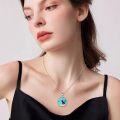 wholesale 925 Sterling Silver Turquoise Stone Star Black Cat Pendant Necklace Gift for Women-0-2