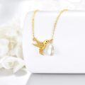 wholesale 10K Gold Pearl Hummingbird Pendant Necklace for Women-0-2