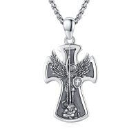 wholesale 925 Sterling Silver Archangel Medals St Pendant Necklace for Men Women-42-St Michael Pendant(cross silver)