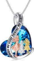 wholesale 925 Sterling Silver Blue Crystal Heart Pendant Necklace Gift for Sisters and Best Friend-0-0
