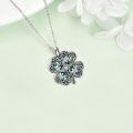 wholesale 925 Sterling Silver Green Moss Agate Four-Leaf Clover Pendant Necklace for Women-0-2