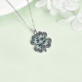 wholesale 925 Sterling Silver Green Moss Agate Four-Leaf Clover Pendant Necklace for Women-0-2