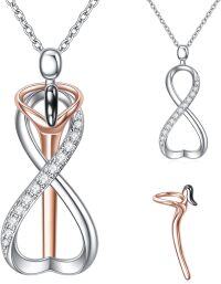 wholesale Sterling Silver Couple Hug Necklace - Romantic Embrace Pendant for Anniversary, Valentine's Day Gift for Her/Him, 18+2 Chain-Infinity