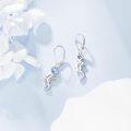 wholesale 925 Sterling Silver Dolphin Heart Drop Earrings with Blue Topaz Stone-0-4